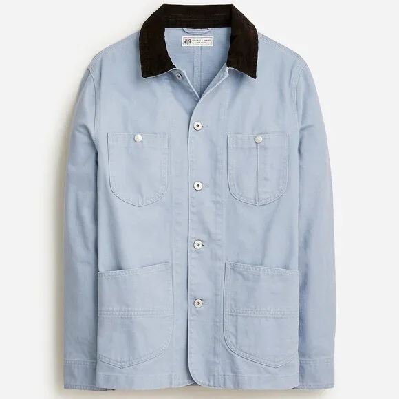 NWT Wallace Barnes by J Crew Lightweight Twill Chore Jacket Coat in Light  Blue